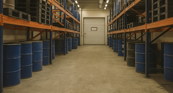 Dirty warehouse before professional power sweeping services