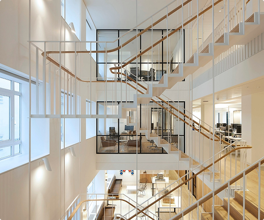 A modern tenant space that looks clean and proper property maintenance