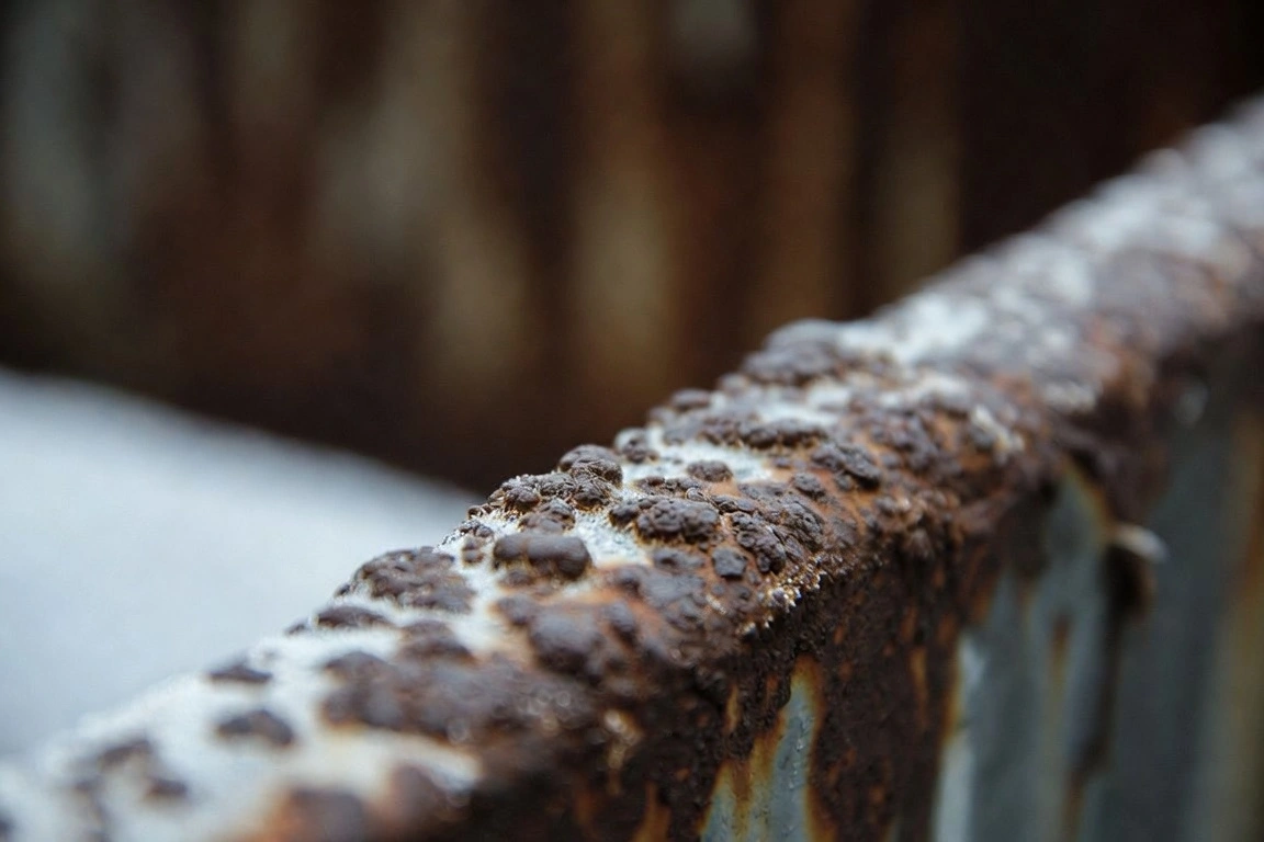 Corroded metal surface from coastal salt air